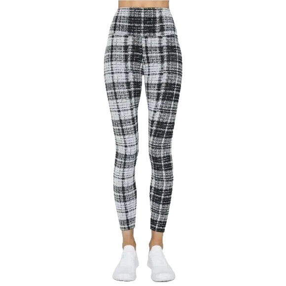 NWT ONA by YOON CHUNG Compression Leggings Plaid Black White Active Spor… - Picture 1 of 6